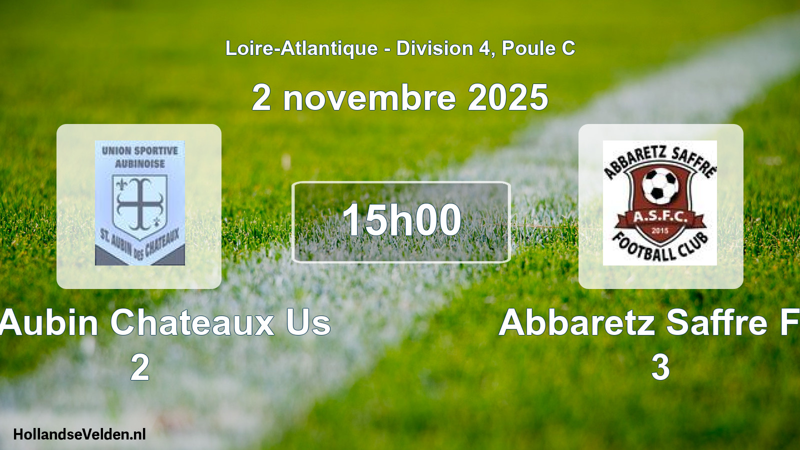Geplande wedstrijd: St Aubin Chateaux Us 2 - Abbaretz Saffre Fc 3 (2 novembre 2025)