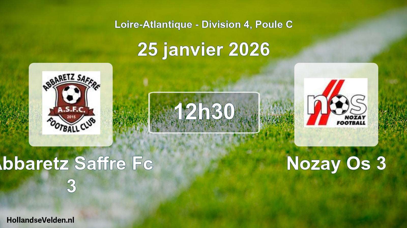 Geplande wedstrijd: Abbaretz Saffre Fc 3 - Nozay Os 3 (25 janvier 2026)