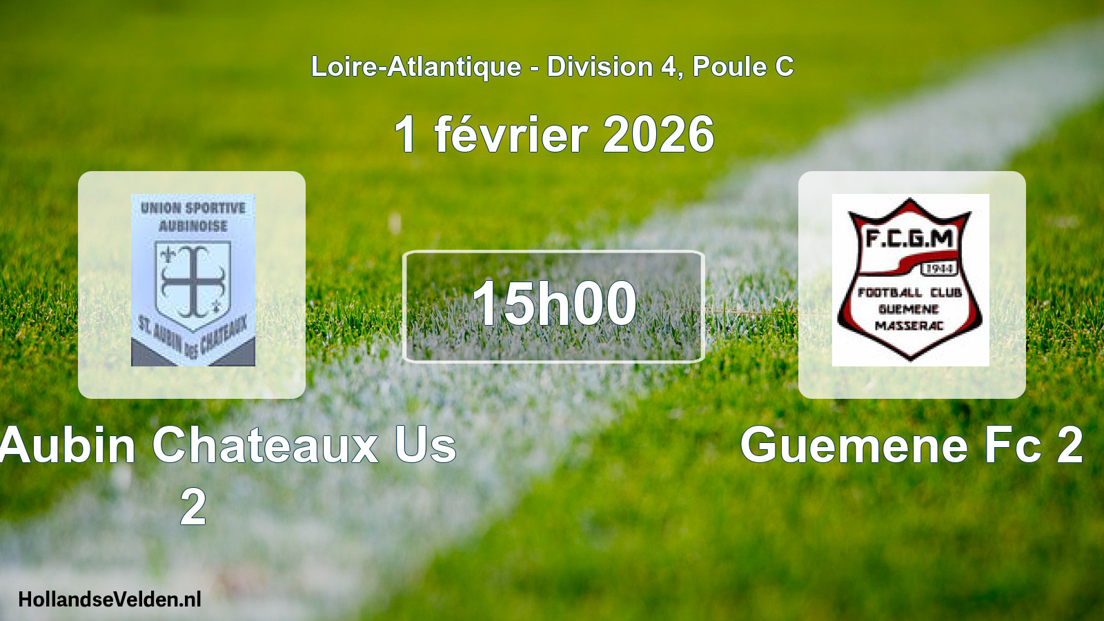 Geplande wedstrijd: St Aubin Chateaux Us 2 - Guemene Fc 2 (1 février 2026)