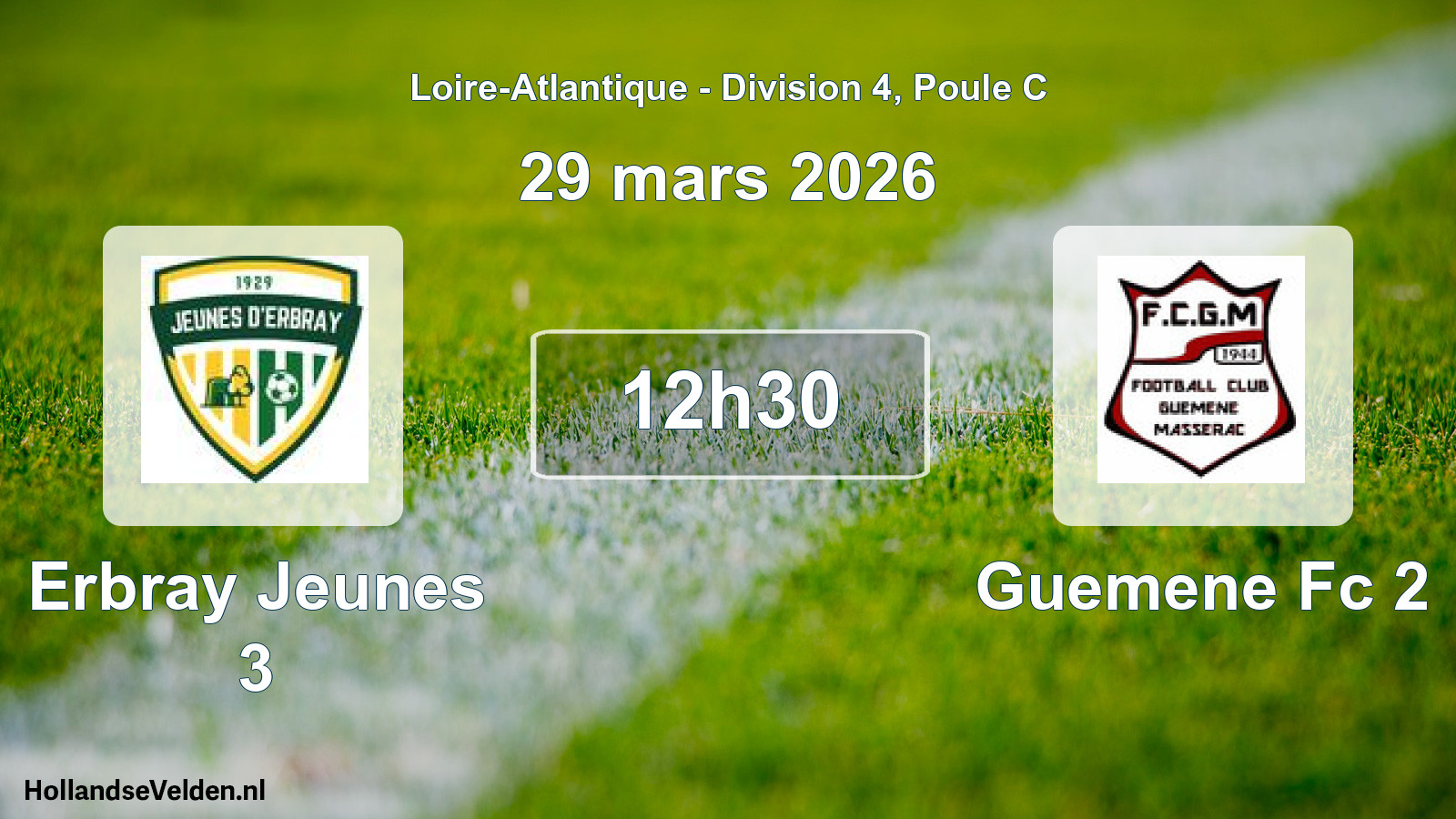 Scheduled Match: Erbray Jeunes 3 - Guemene Fc 2 (29 March 2026)
