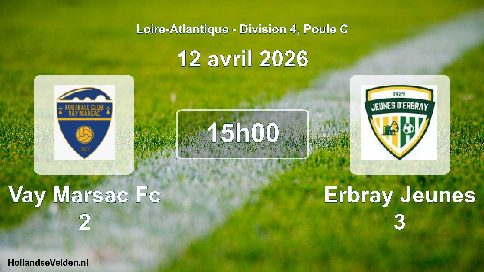 Geplande wedstrijd: Vay Marsac Fc 2 - Erbray Jeunes 3 (12 avril 2026)