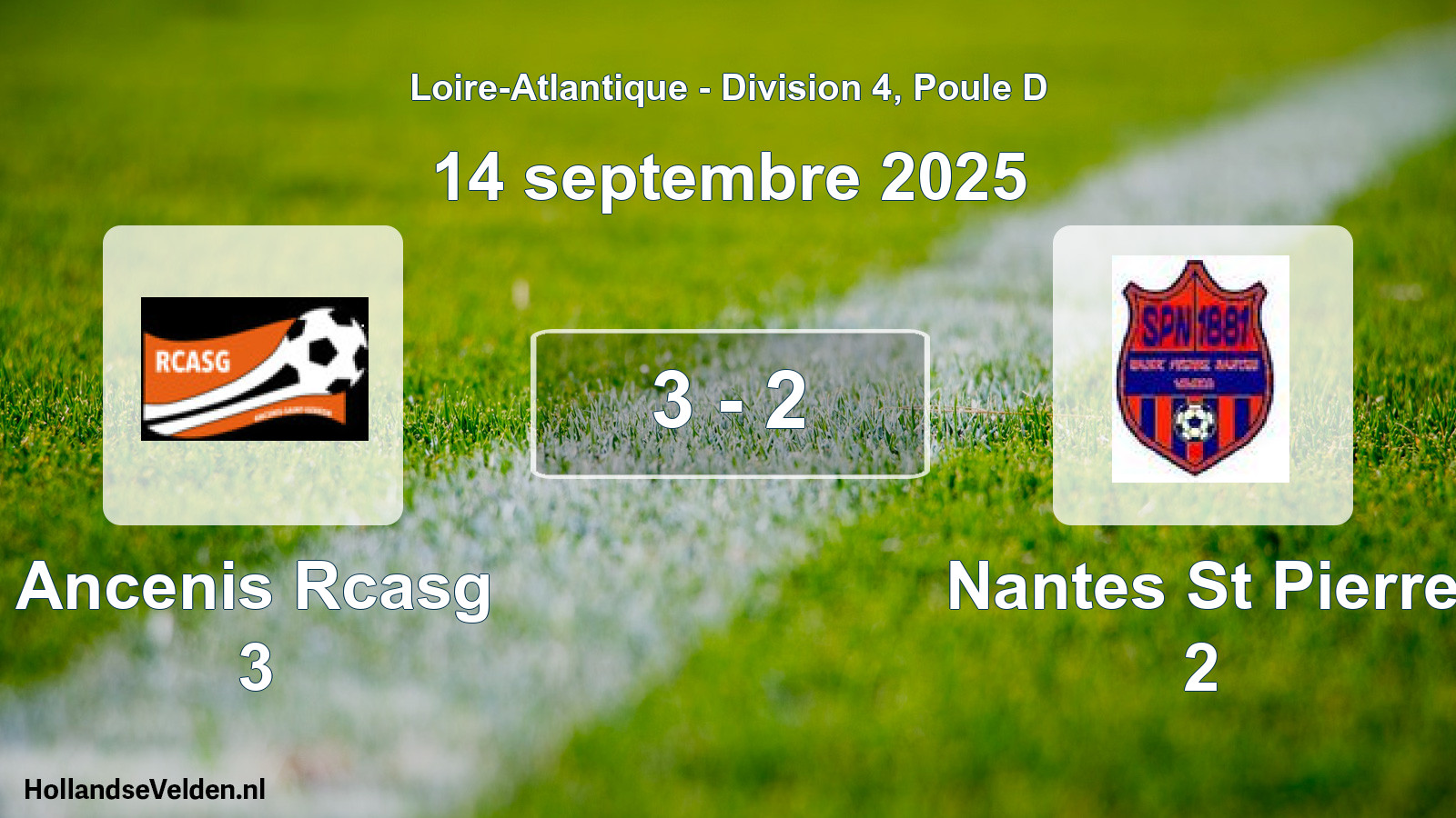 Gespeelde wedstrijd: Ancenis Rcasg 3 - Nantes St Pierre 2 3 - 2 (14 september 2025)