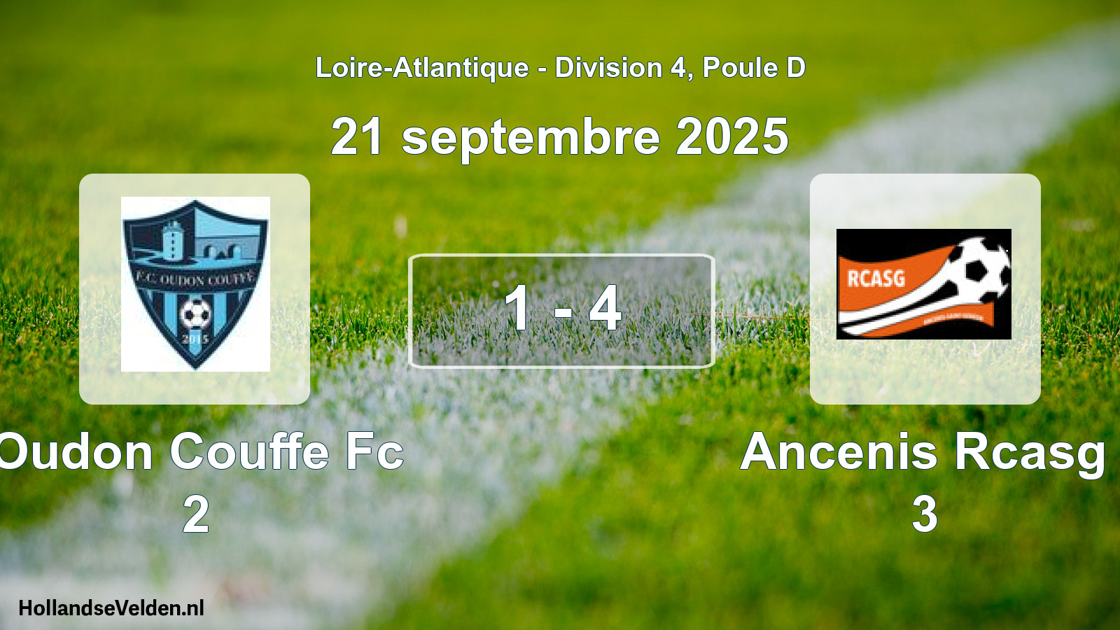 Total number of matches played: Oudon Couffe Fc 2 - Ancenis Rcasg 3 1 - 4 (21 September 2025)