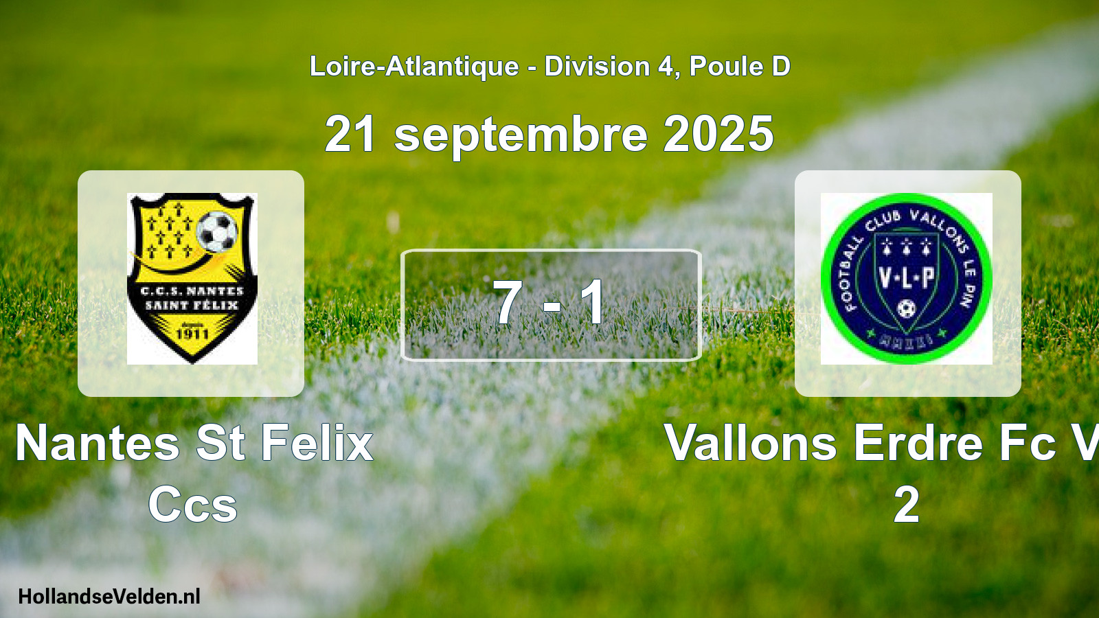 Gespeelde wedstrijd: Nantes St Felix Ccs - Vallons Erdre Fc Vlp 2 7 - 1 (21 septembre 2025)