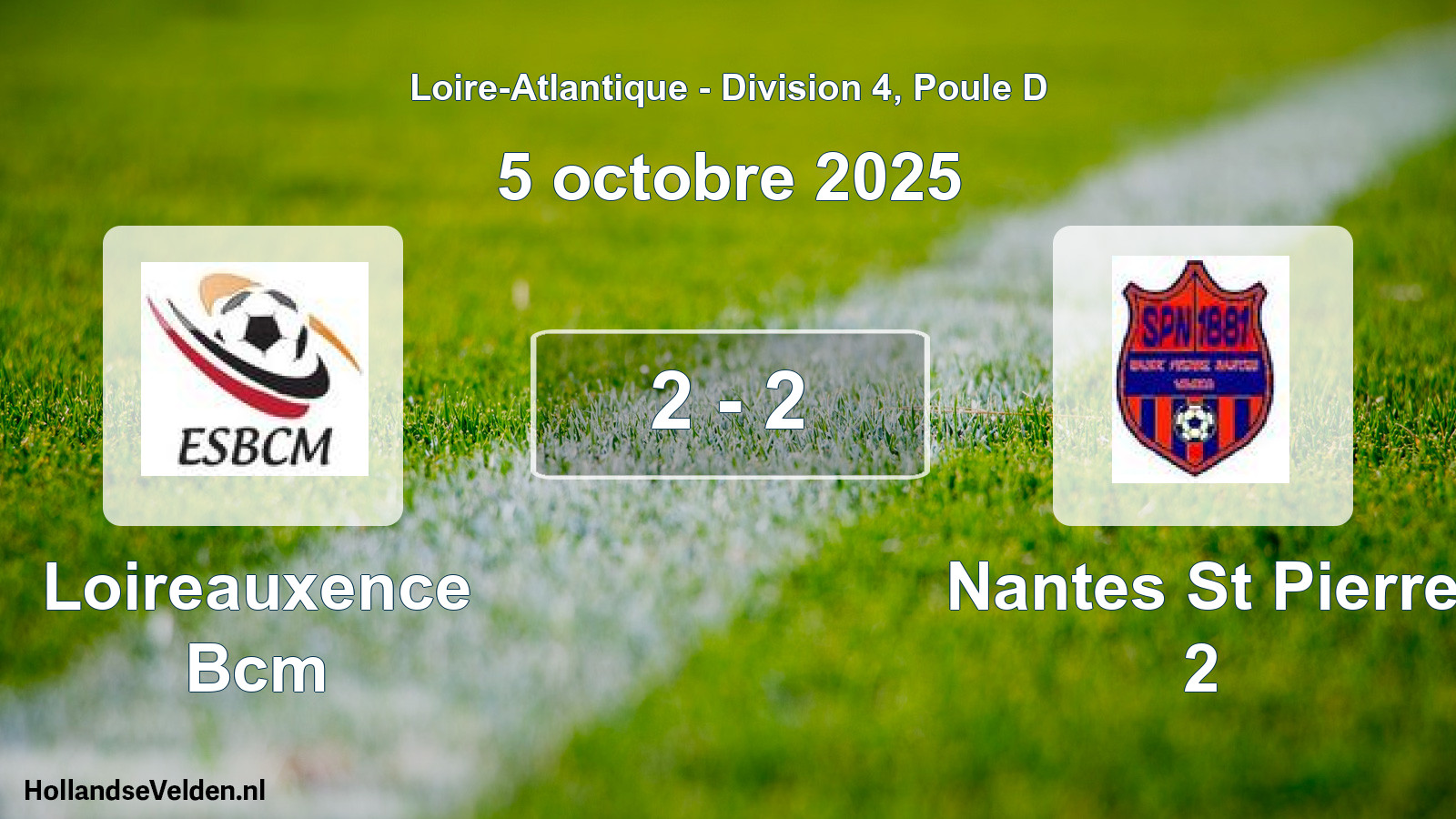 Gespeelde wedstrijd: Loireauxence Bcm - Nantes St Pierre 2 2 - 2 (5 oktober 2025)