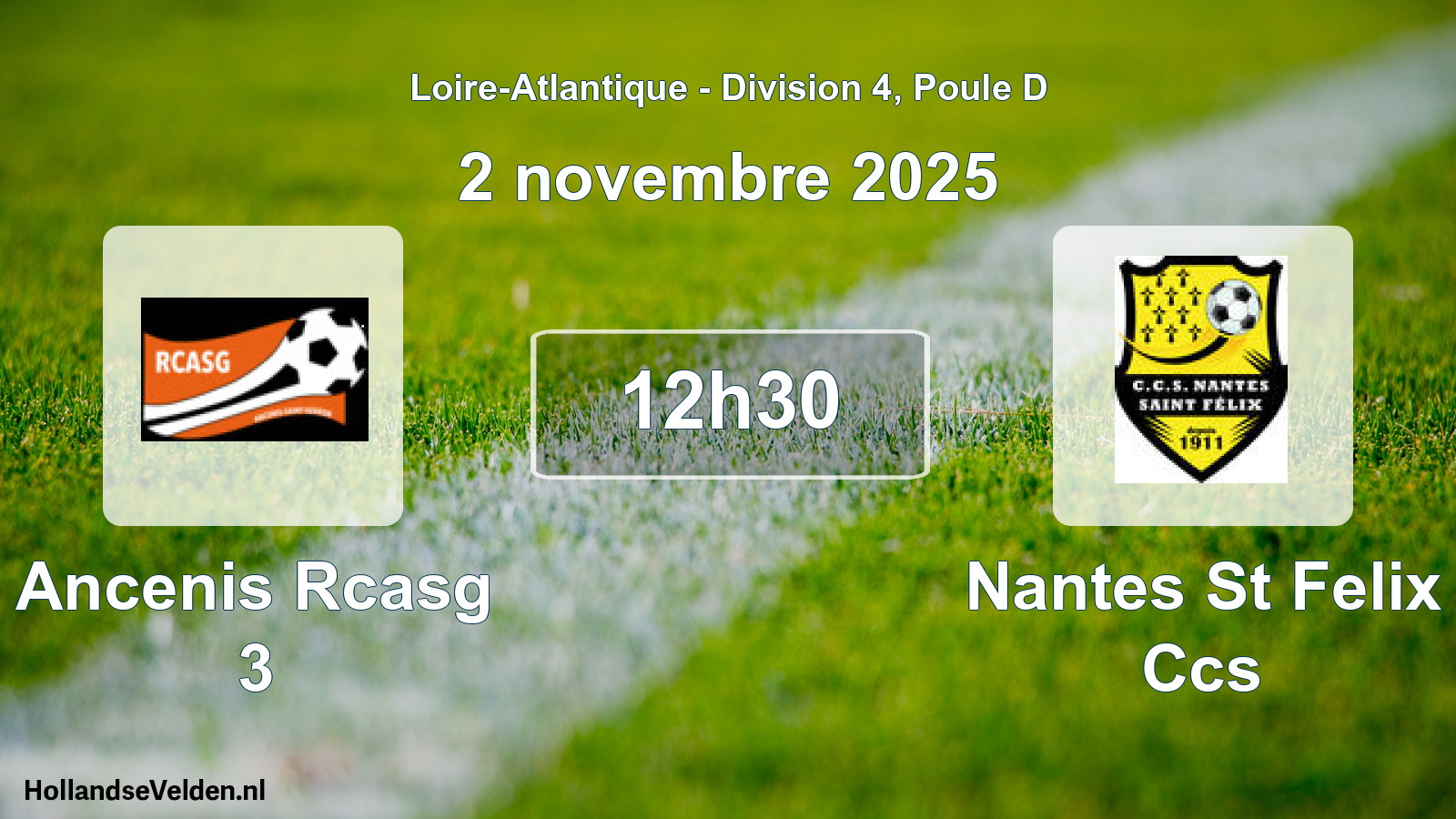 Geplande wedstrijd: Ancenis Rcasg 3 - Nantes St Felix Ccs (2 november 2025)