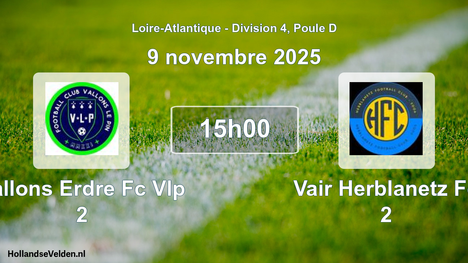 Geplande wedstrijd: Vallons Erdre Fc Vlp 2 - Vair Herblanetz Fc 2 (9 november 2025)