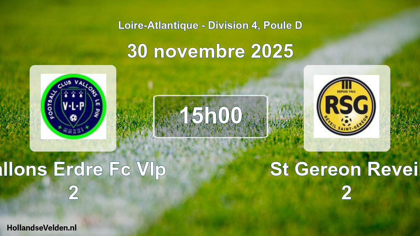 Geplande wedstrijd: Vallons Erdre Fc Vlp 2 - St Gereon Reveil 2 (30 november 2025)