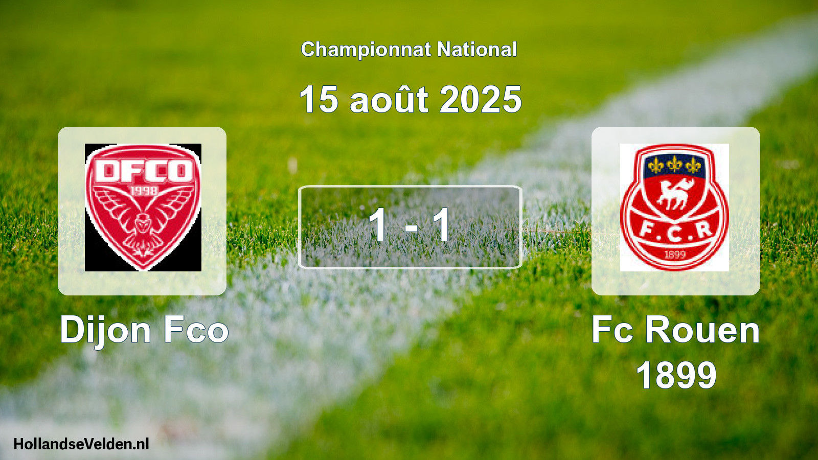 Gespeelde wedstrijd: Dijon Fco - Fc Rouen 1899 1 - 1 (15 augustus 2025)