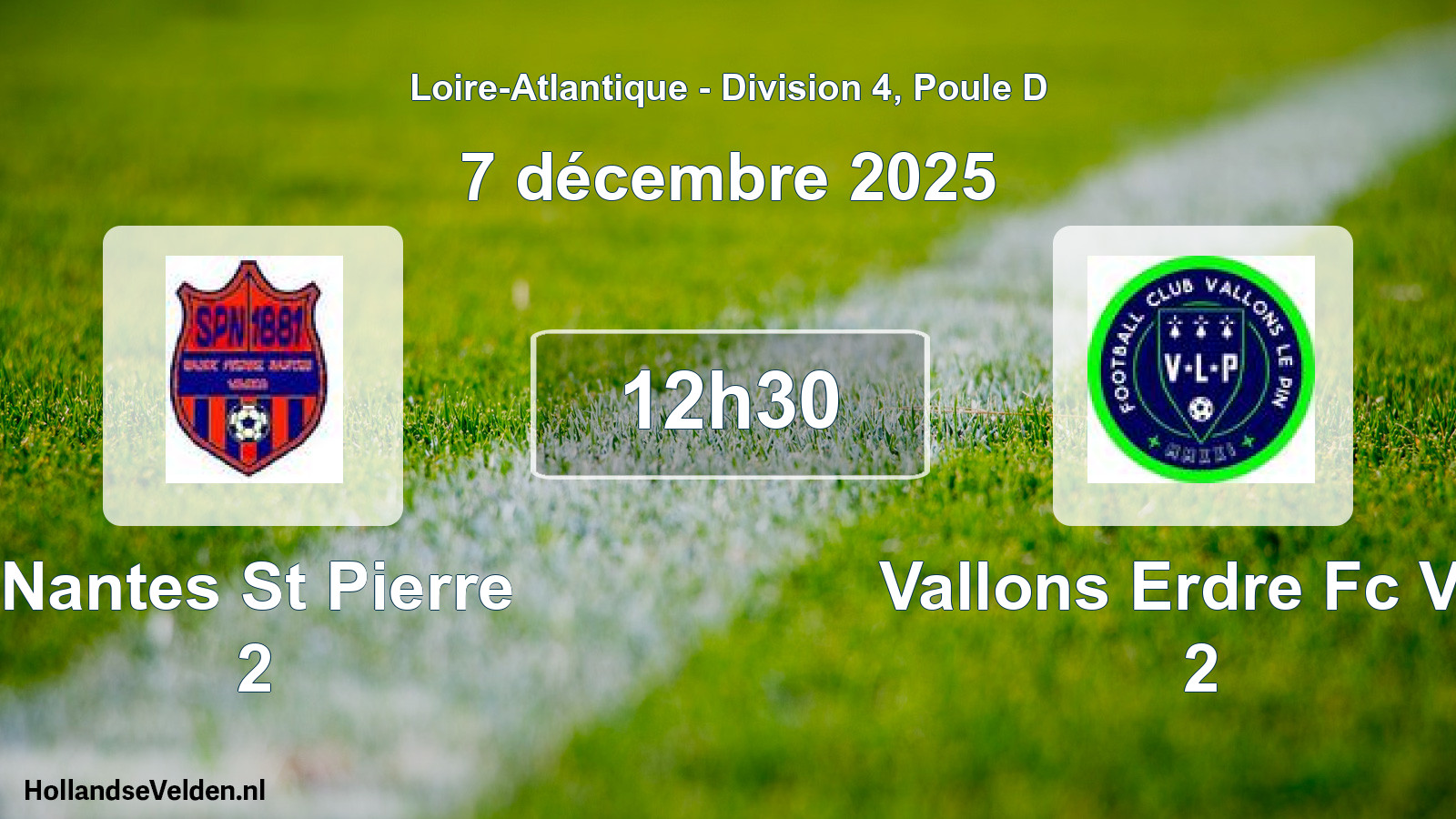 Geplande wedstrijd: Nantes St Pierre 2 - Vallons Erdre Fc Vlp 2 (7 décembre 2025)