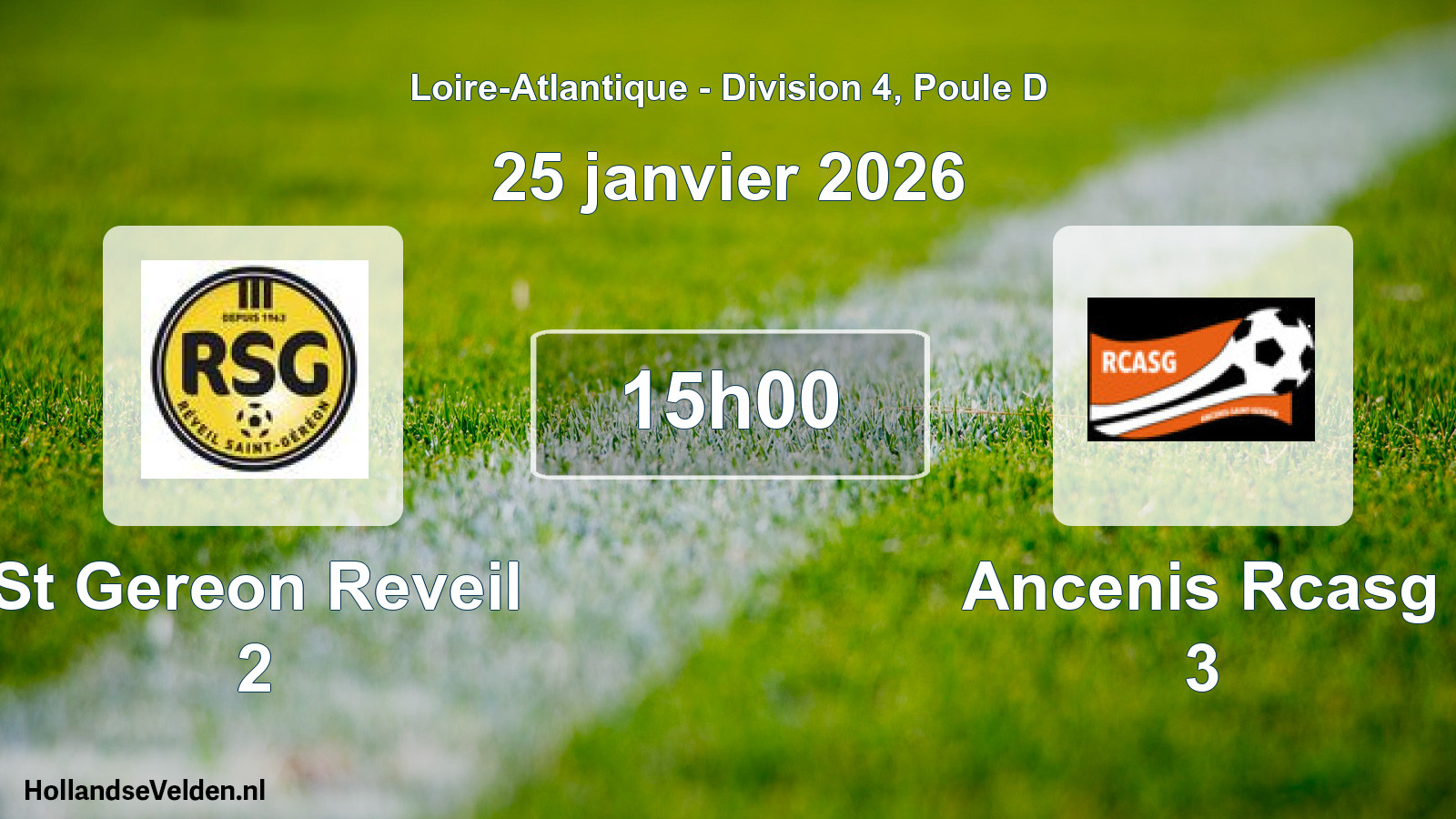 Scheduled Match: St Gereon Reveil 2 - Ancenis Rcasg 3 (25 January 2026)