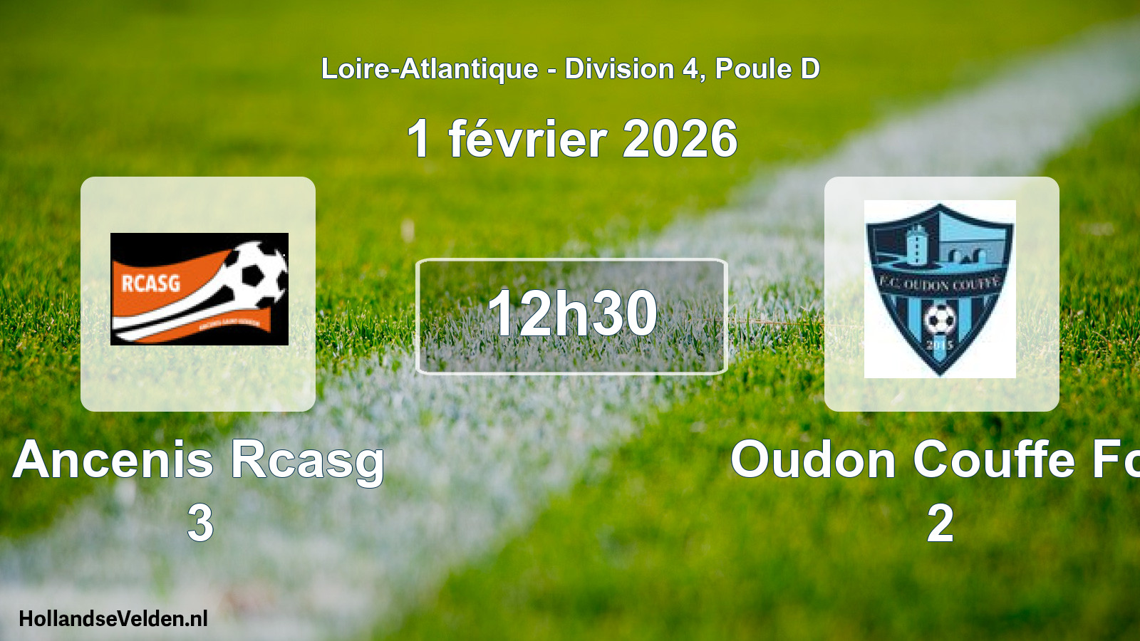 Geplande wedstrijd: Ancenis Rcasg 3 - Oudon Couffe Fc 2 (1 februari 2026)