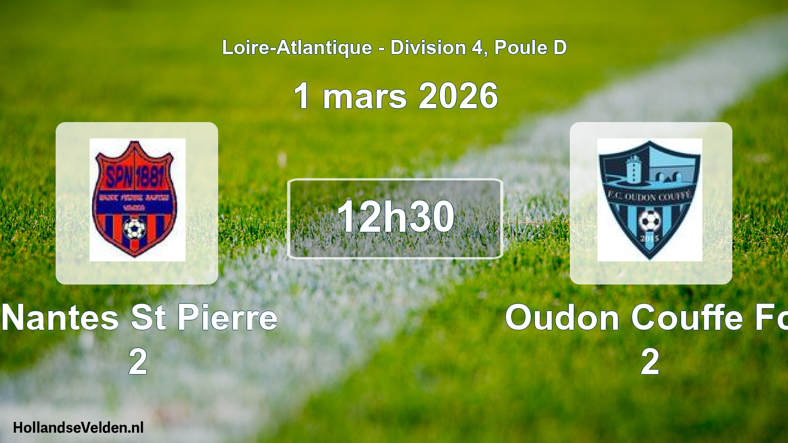 Geplande wedstrijd: Nantes St Pierre 2 - Oudon Couffe Fc 2 (1 maart 2026)