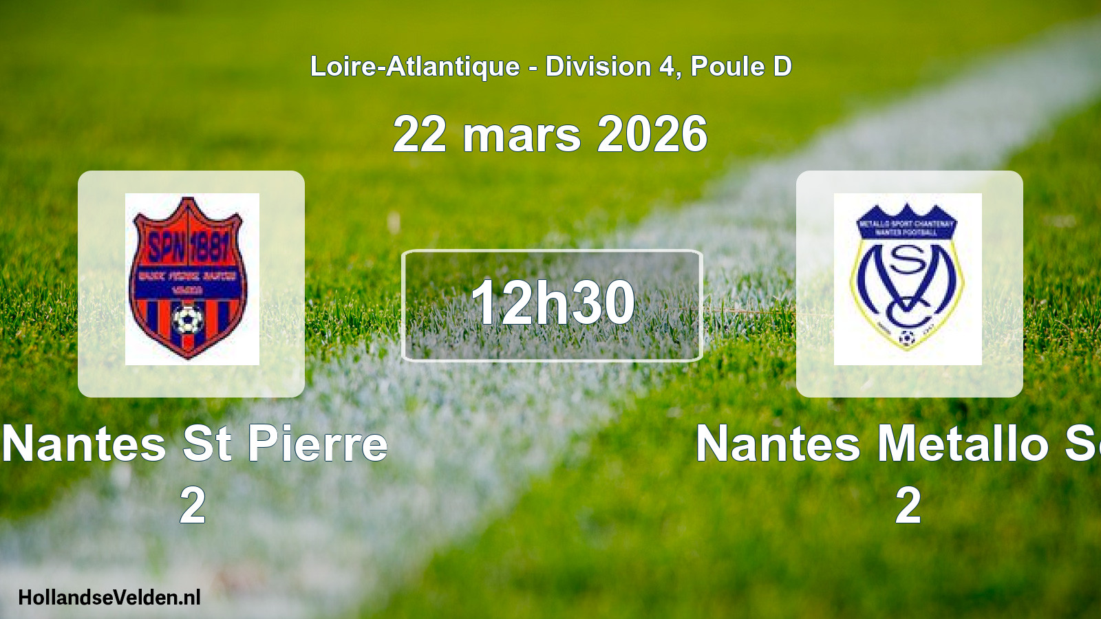Geplande wedstrijd: Nantes St Pierre 2 - Nantes Metallo Sc 2 (22 maart 2026)