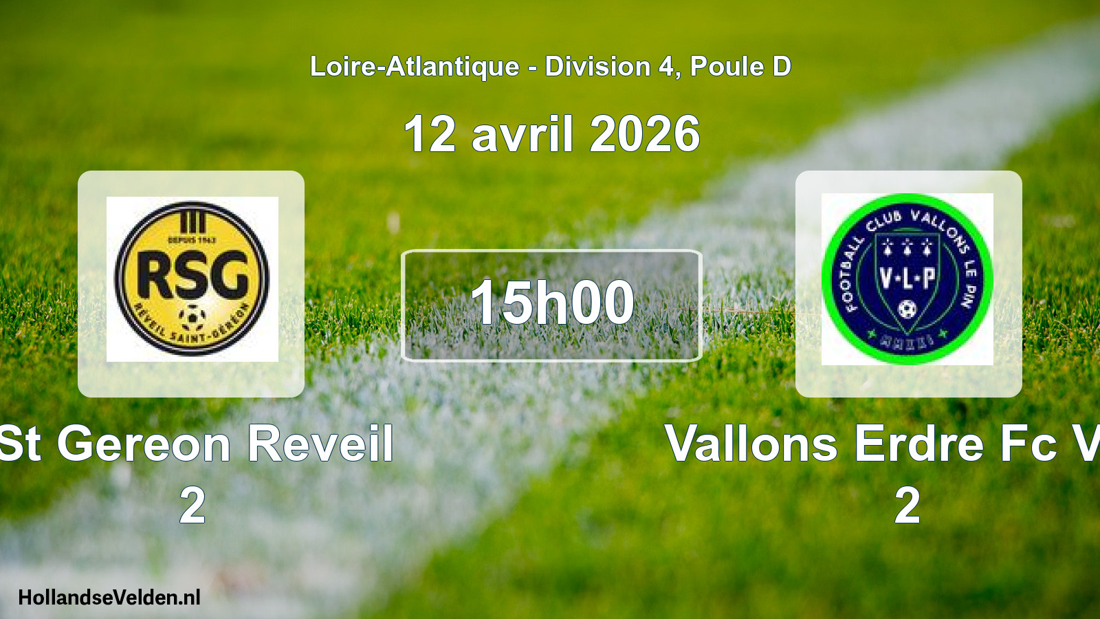 Geplande wedstrijd: St Gereon Reveil 2 - Vallons Erdre Fc Vlp 2 (12 april 2026)