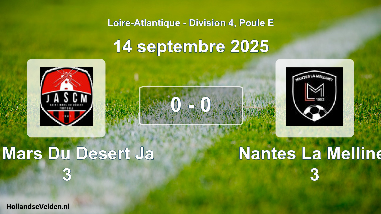 Gespeelde wedstrijd: St Mars Du Desert Ja 3 - Nantes La Mellinet 3 0 - 0 (14 septembre 2025)
