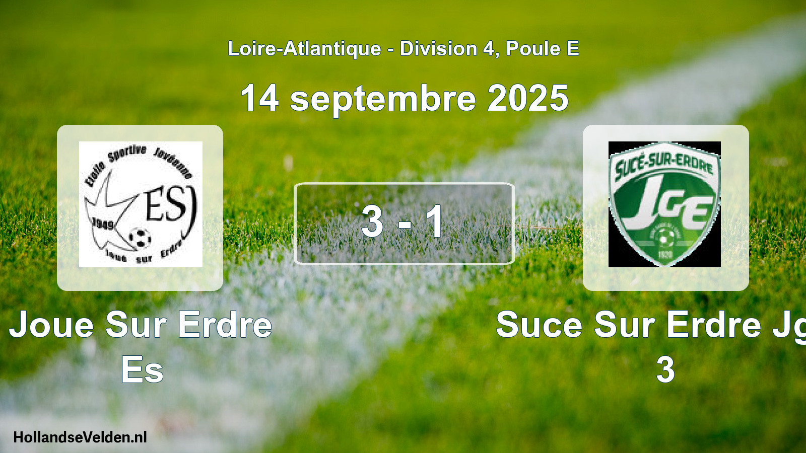 Gespeelde wedstrijd: Joue Sur Erdre Es - Suce Sur Erdre Jge 3 3 - 1 (14 september 2025)