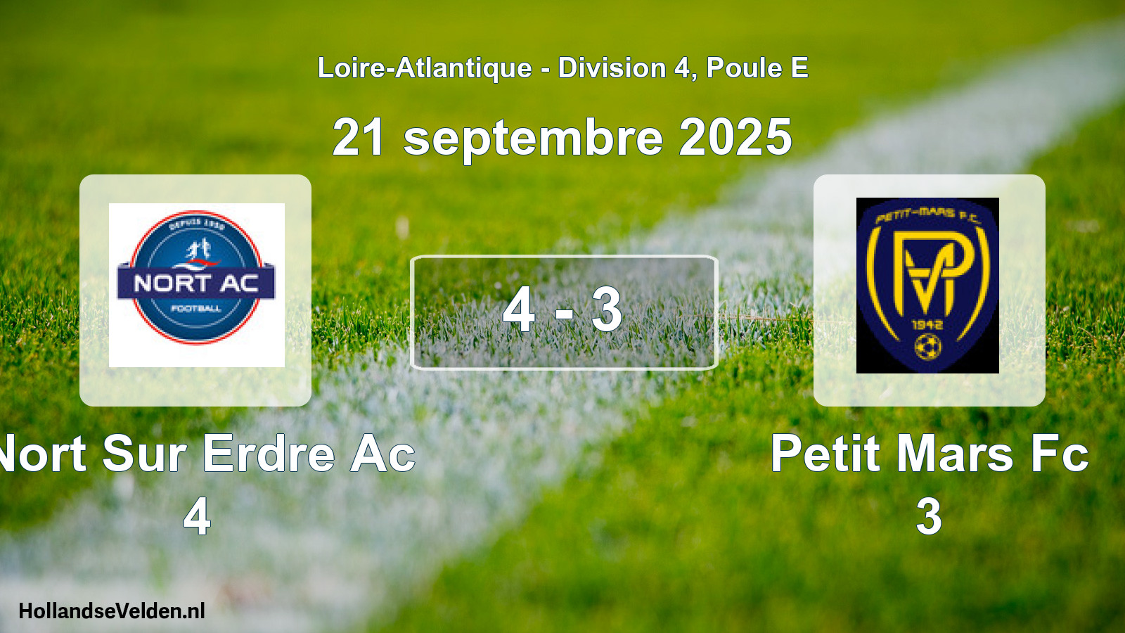 Gespeelde wedstrijd: Nort Sur Erdre Ac 4 - Petit Mars Fc 3 4 - 3 (21 septembre 2025)