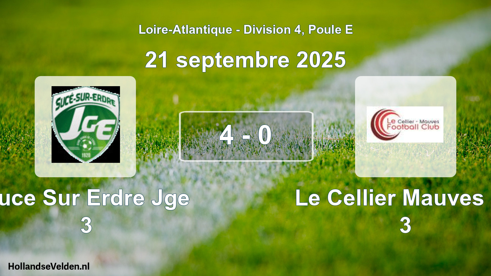 Gespeelde wedstrijd: Suce Sur Erdre Jge 3 - Le Cellier Mauves Fc 3 4 - 0 (21 september 2025)