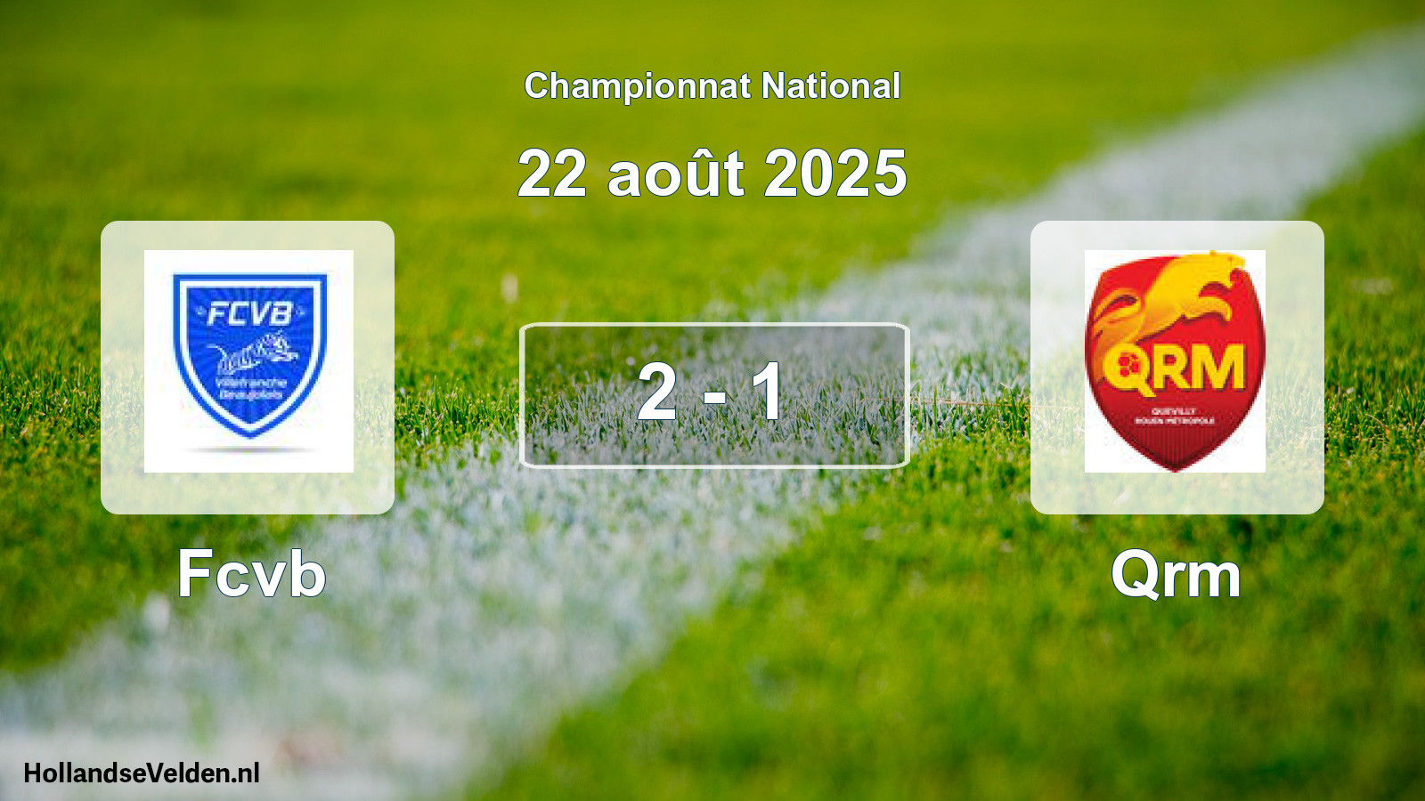 Gespeelde wedstrijd: Fcvb - Qrm 2 - 1 (22 août 2025)
