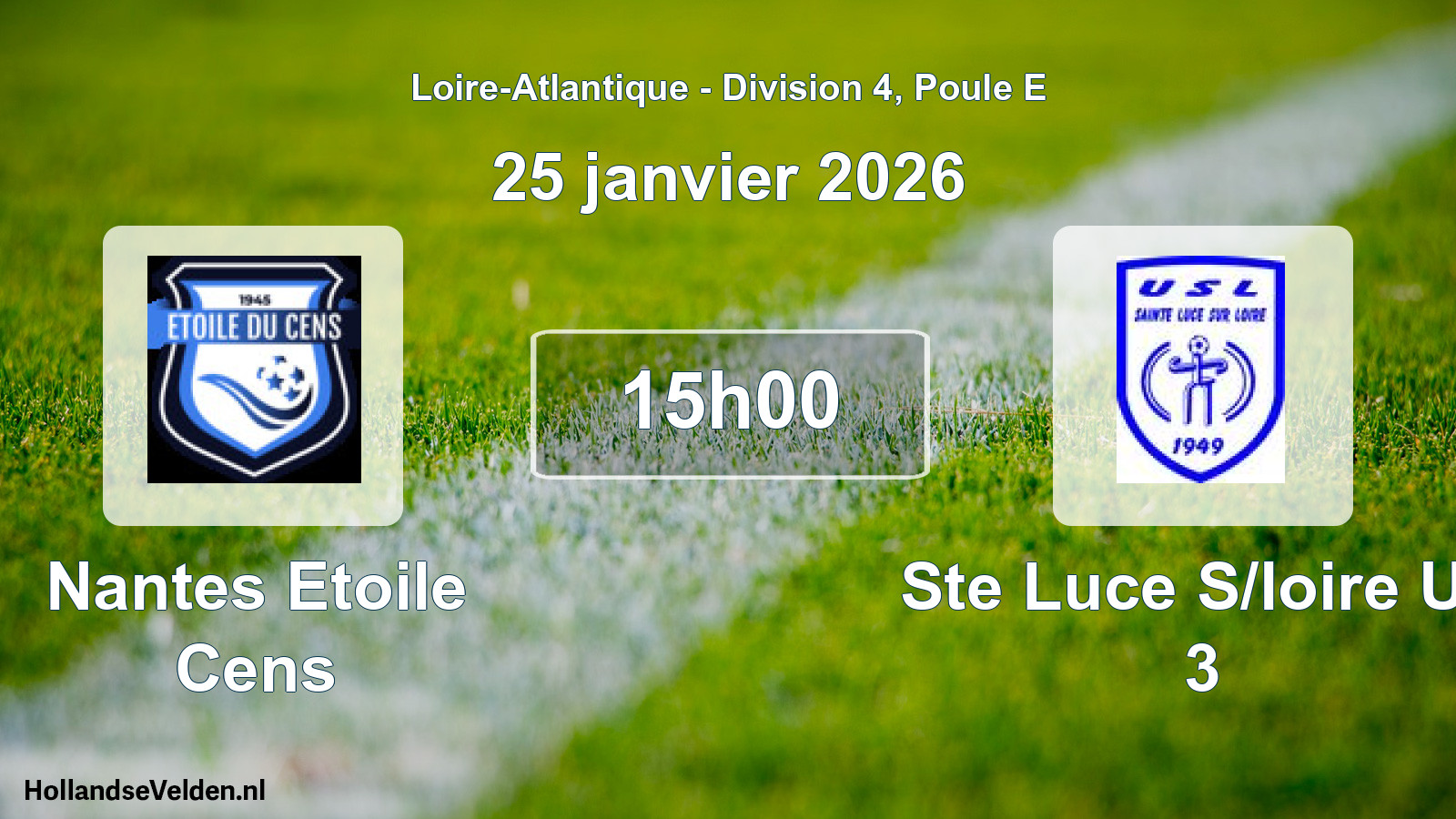 Geplande wedstrijd: Nantes Etoile Cens - Ste Luce S/loire Us 3 (25 janvier 2026)