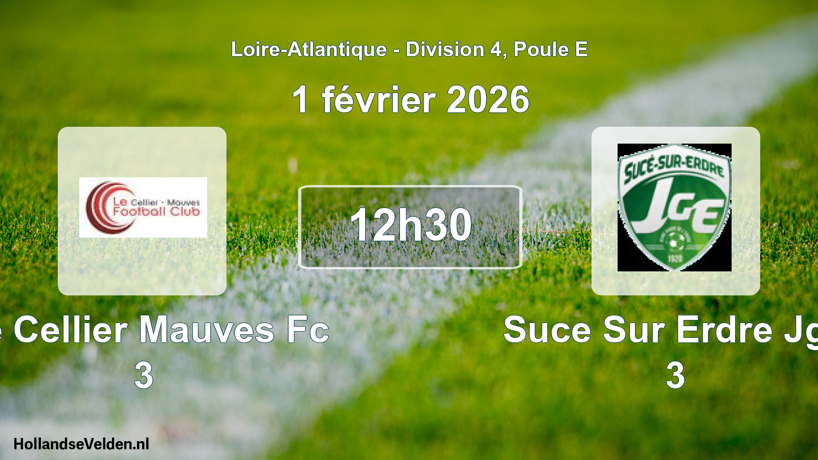 Geplande wedstrijd: Le Cellier Mauves Fc 3 - Suce Sur Erdre Jge 3 (1 février 2026)