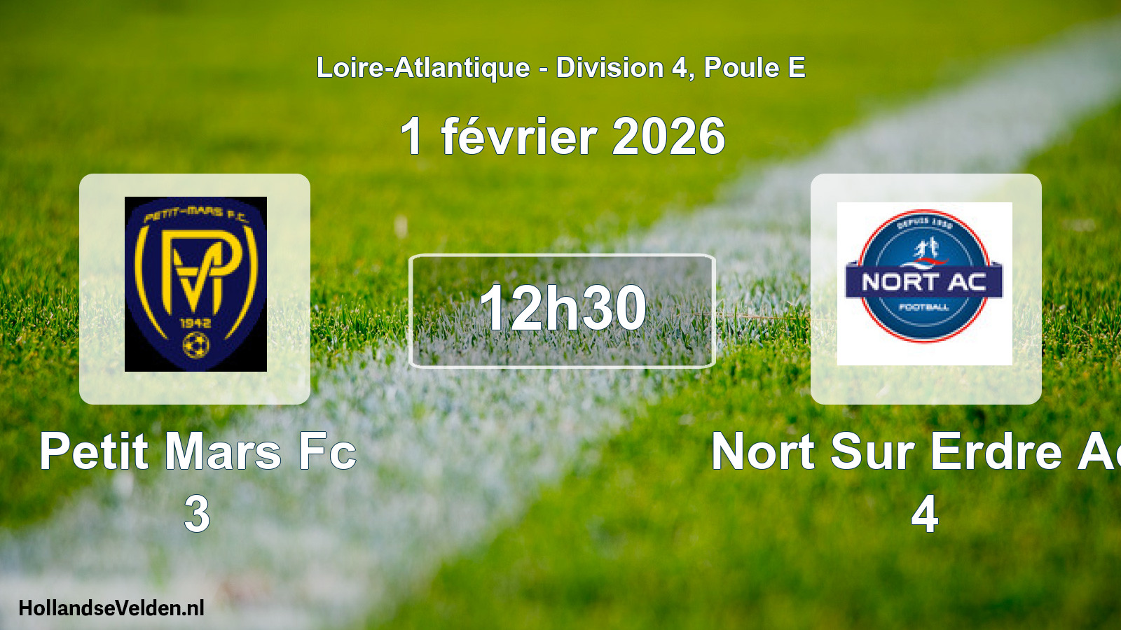 Scheduled Match: Petit Mars Fc 3 - Nort Sur Erdre Ac 4 (1 February 2026)