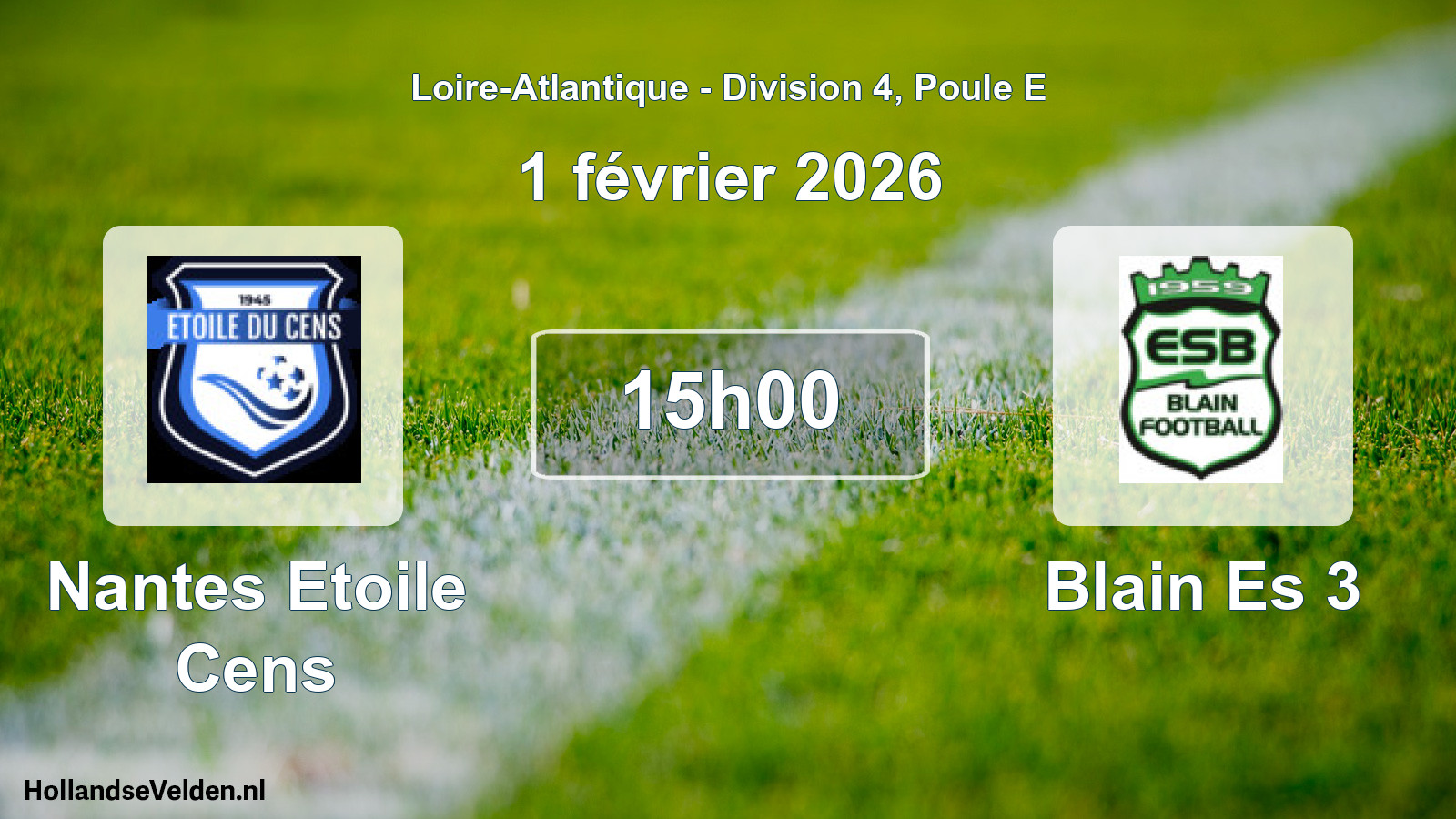 Geplande wedstrijd: Nantes Etoile Cens - Blain Es 3 (1 février 2026)