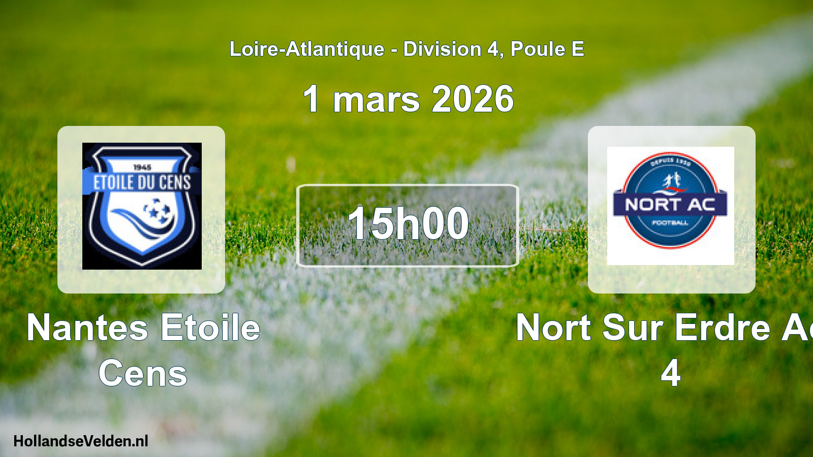 Geplande wedstrijd: Nantes Etoile Cens - Nort Sur Erdre Ac 4 (1 mars 2026)
