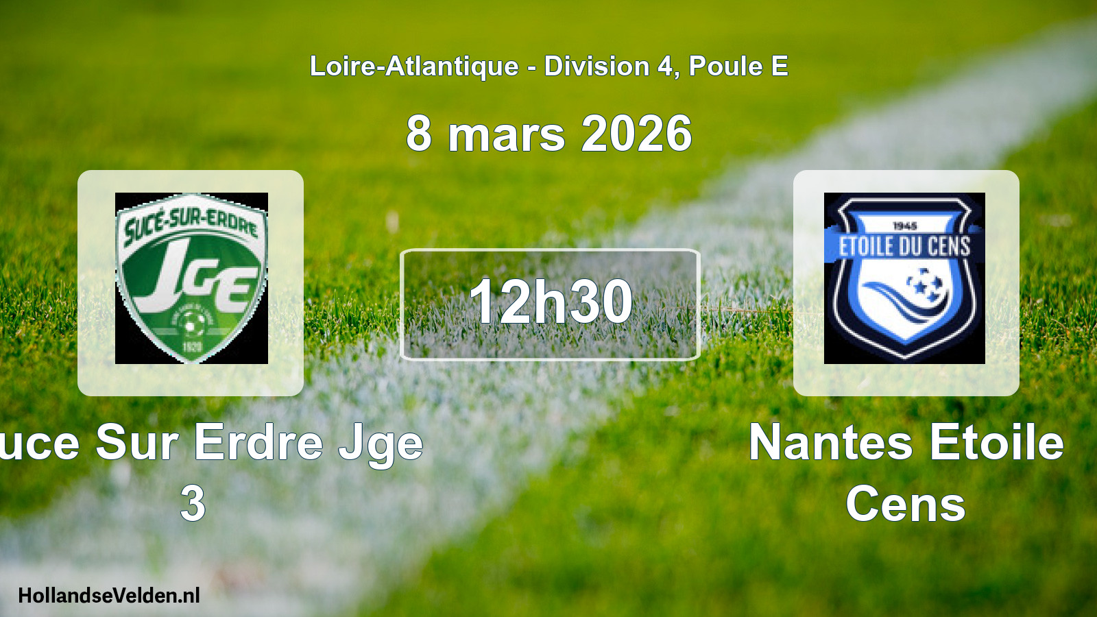 Geplande wedstrijd: Suce Sur Erdre Jge 3 - Nantes Etoile Cens (8 maart 2026)