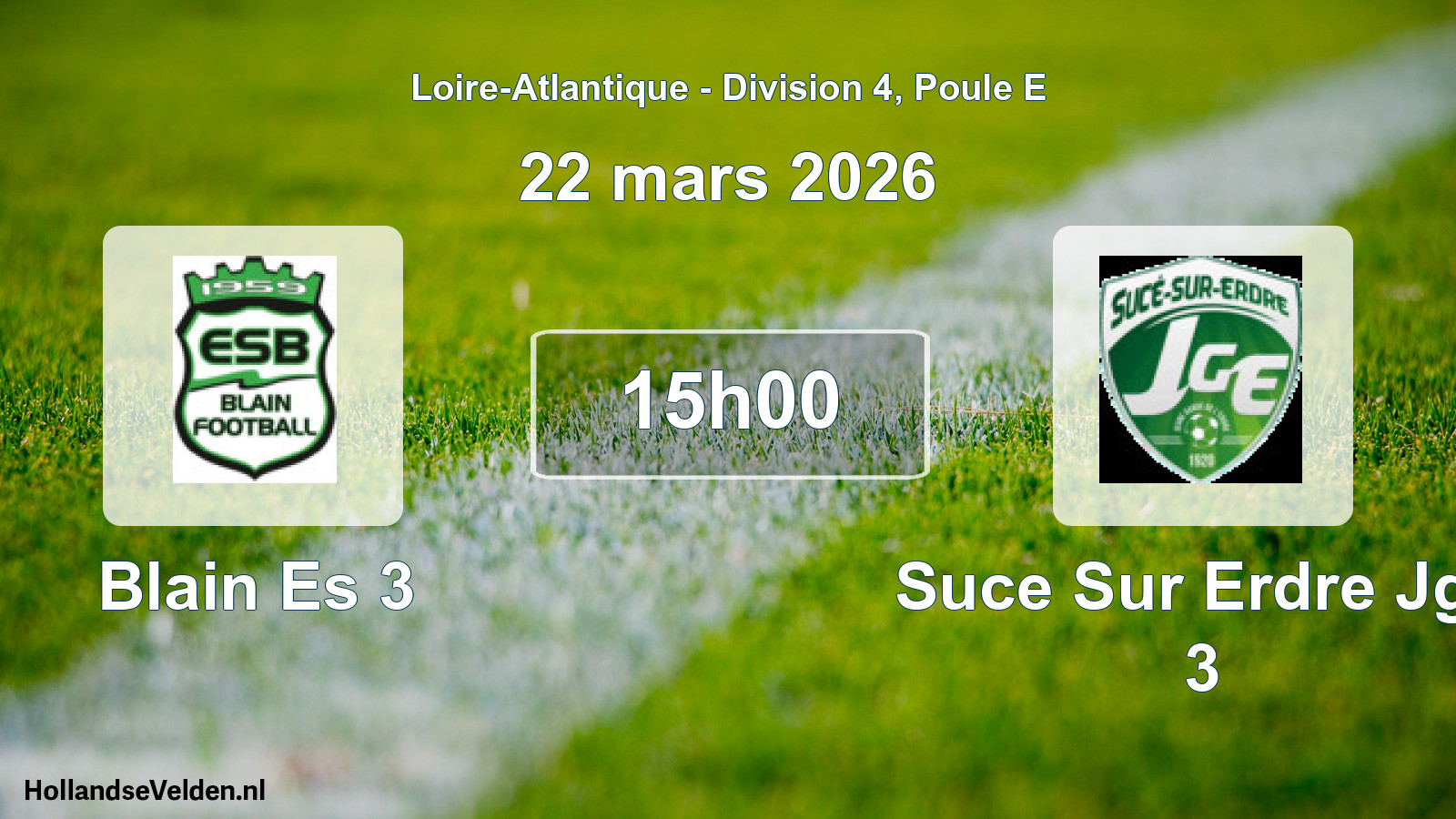 Geplande wedstrijd: Blain Es 3 - Suce Sur Erdre Jge 3 (22 maart 2026)
