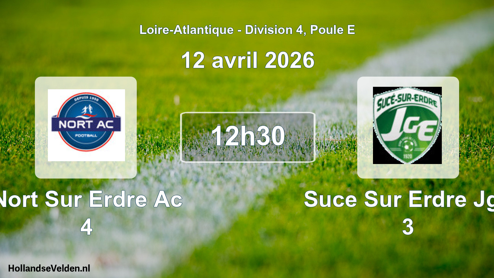 Scheduled Match: Nort Sur Erdre Ac 4 - Suce Sur Erdre Jge 3 (12 April 2026)