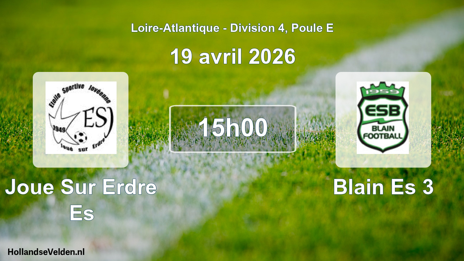 Scheduled Match: Joue Sur Erdre Es - Blain Es 3 (19 April 2026)