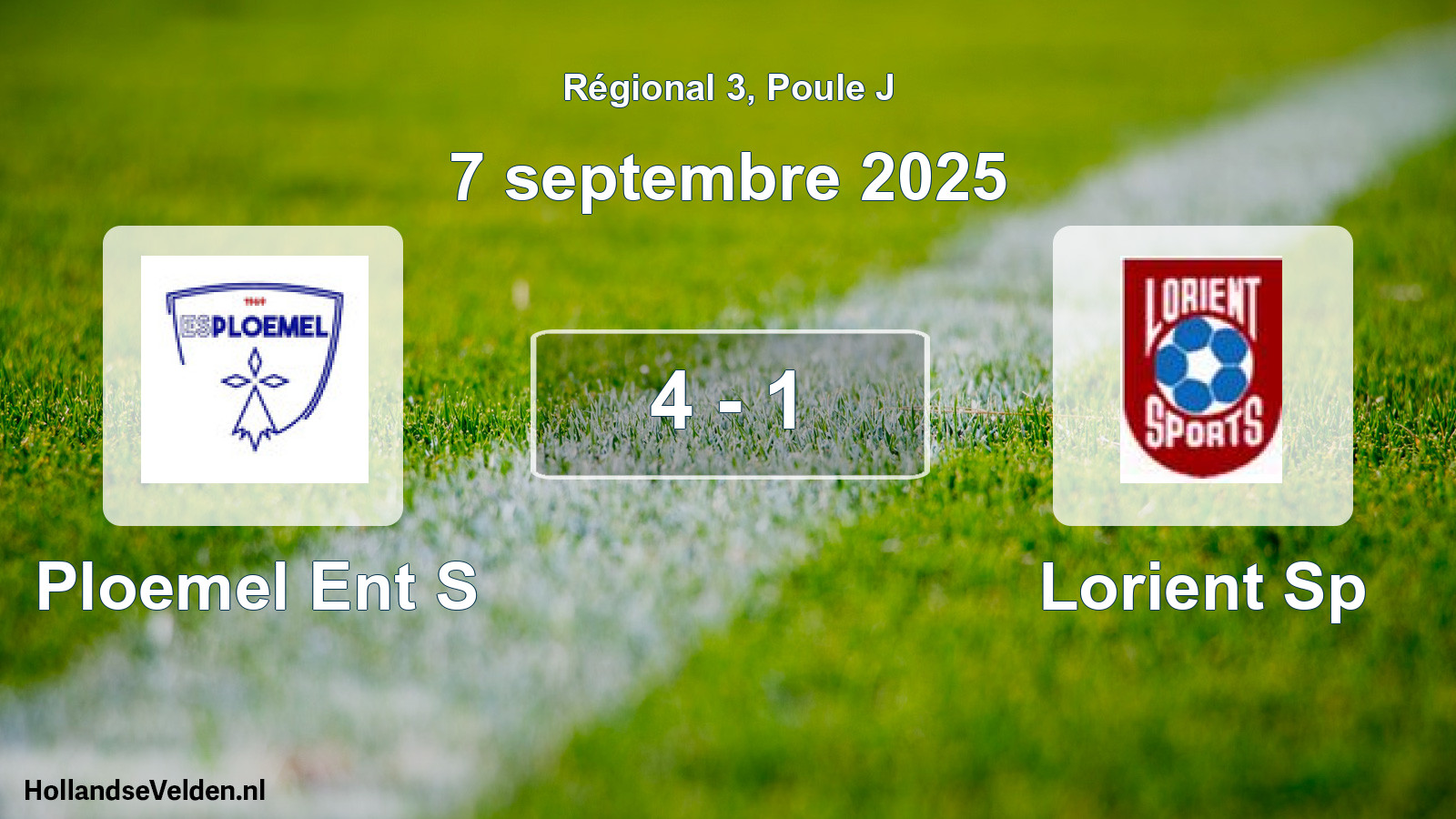 Gespeelde wedstrijd: Ploemel Ent S - Lorient Sp 4 - 1 (7 septembre 2025)