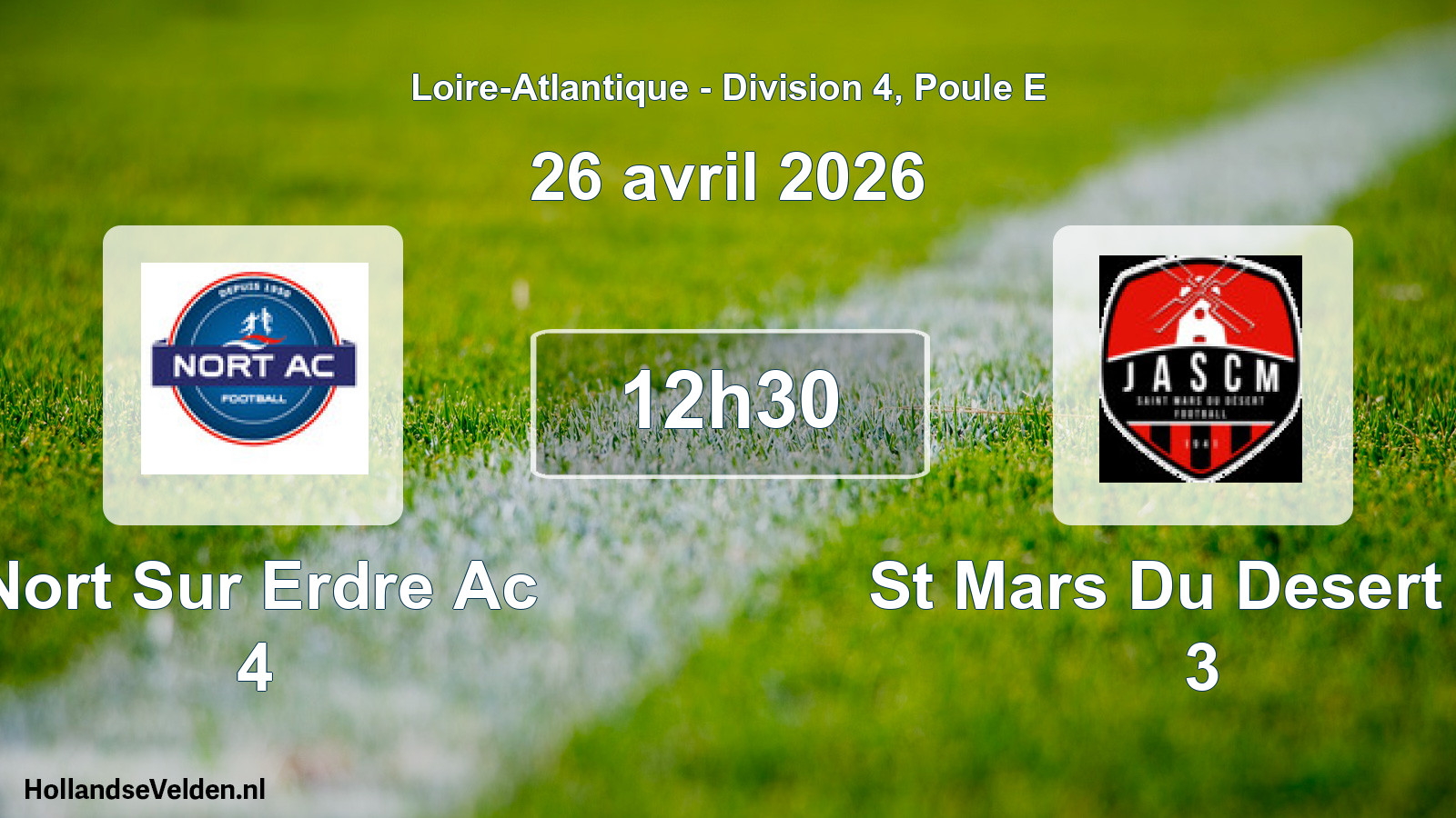 Geplande wedstrijd: Nort Sur Erdre Ac 4 - St Mars Du Desert Ja 3 (26 april 2026)