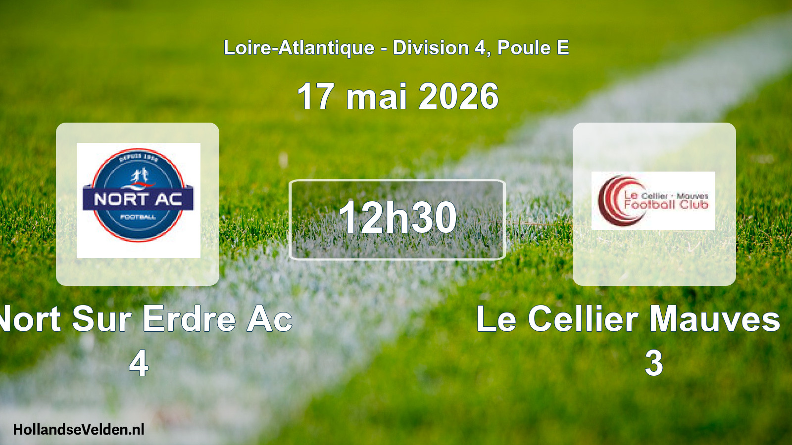 Geplande wedstrijd: Nort Sur Erdre Ac 4 - Le Cellier Mauves Fc 3 (17 mei 2026)