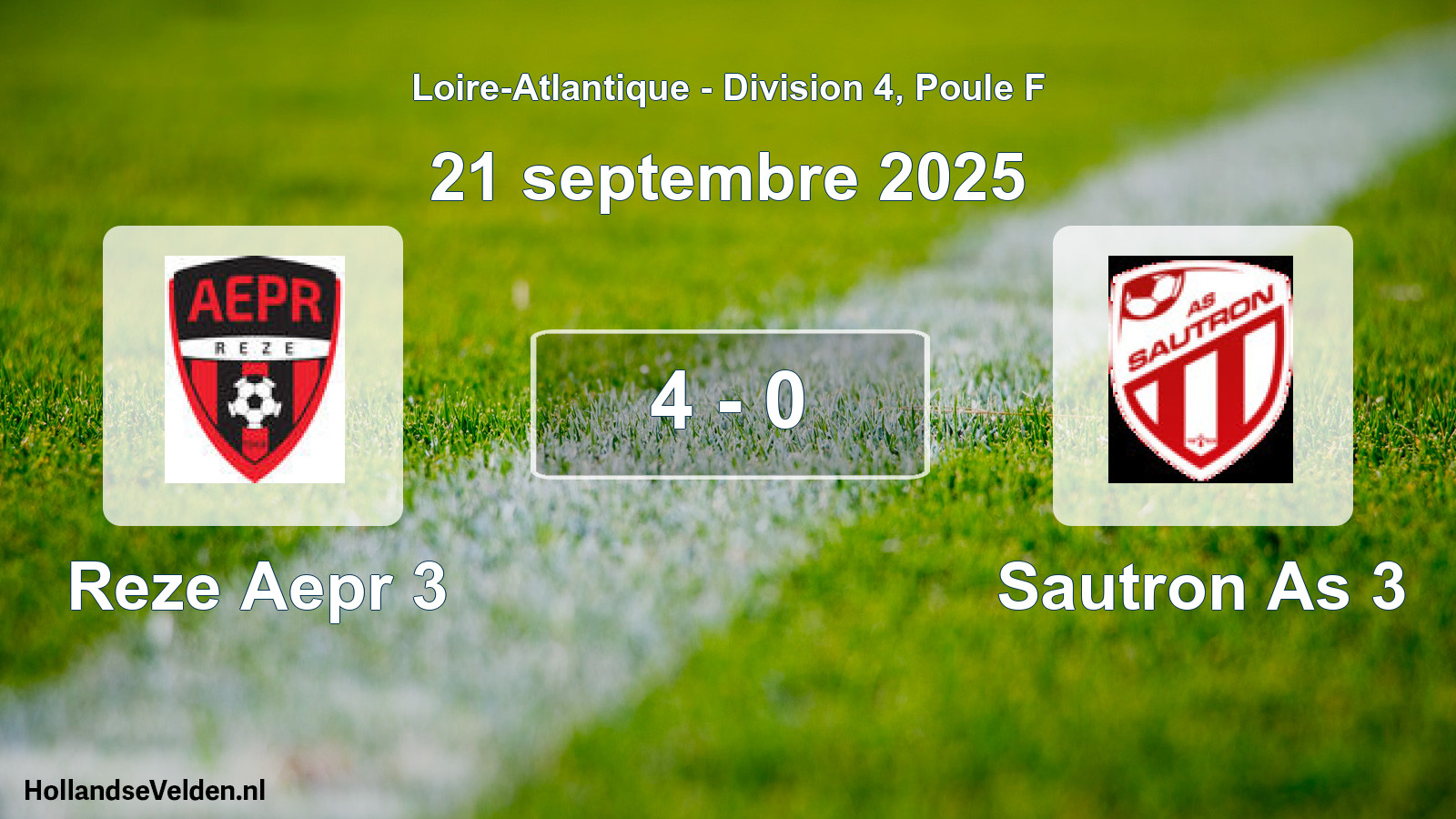 Gespeelde wedstrijd: Reze Aepr 3 - Sautron As 3 4 - 0 (21 septembre 2025)