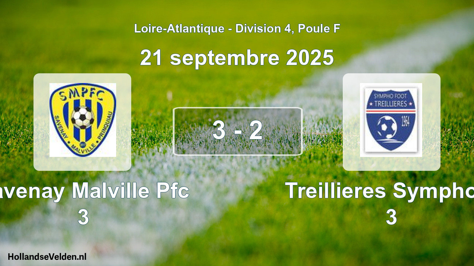 Total number of matches played: Savenay Malville Pfc 3 - Treillieres Sympho F 3 3 - 2 (21 September 2025)