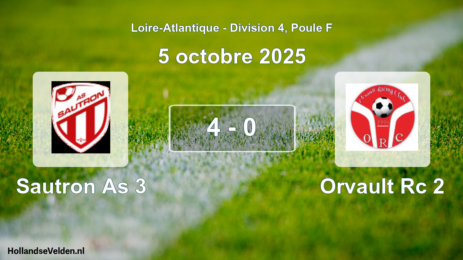 Gespeelde wedstrijd: Sautron As 3 - Orvault Rc 2 4 - 0 (5 octobre 2025)
