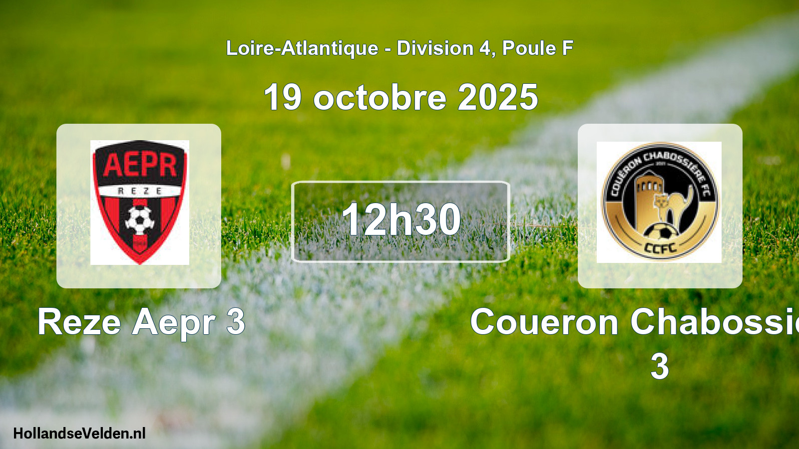 Geplande wedstrijd: Reze Aepr 3 - Coueron Chabossiere 3 (19 octobre 2025)