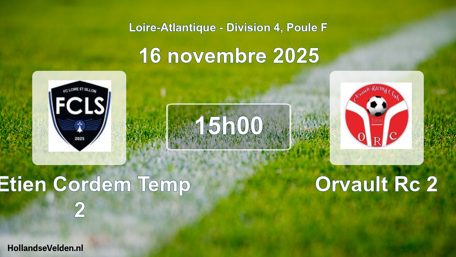 Geplande wedstrijd: St Etien Cordem Temp 2 - Orvault Rc 2 (16 novembre 2025)