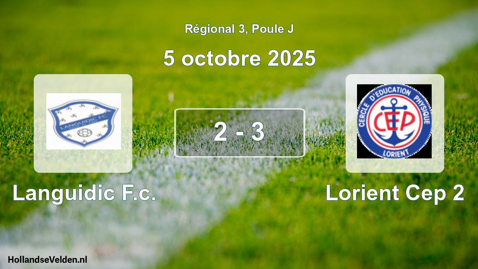 Gespeelde wedstrijd: Languidic F.c. - Lorient Cep 2 2 - 3 (5 octobre 2025)