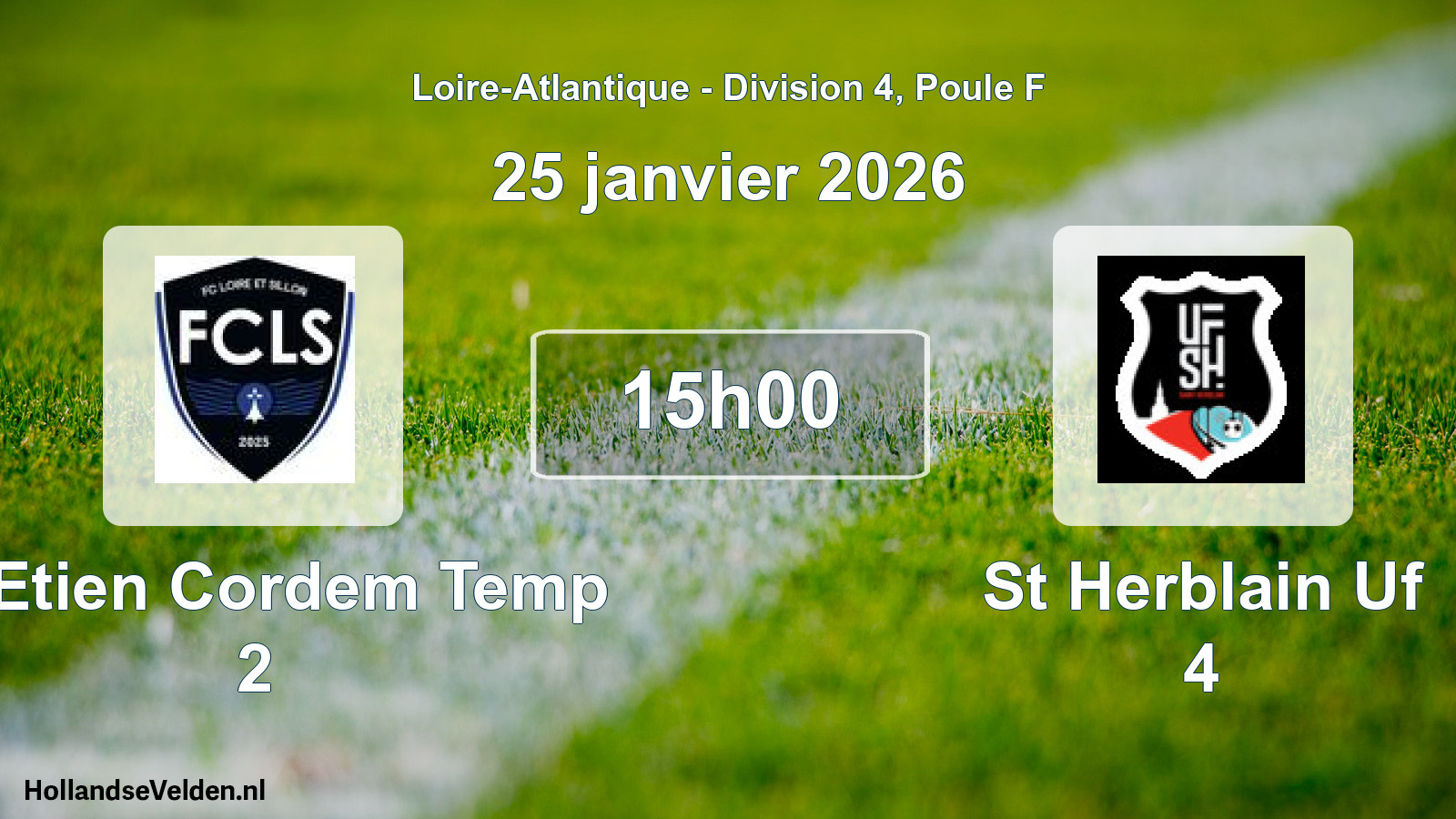 Scheduled Match: St Etien Cordem Temp 2 - St Herblain Uf 4 (25 January 2026)