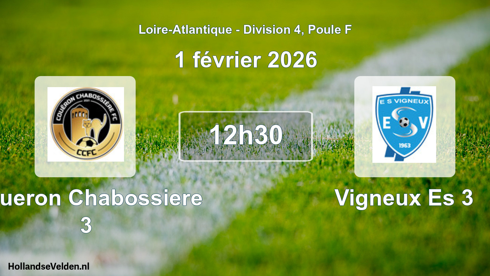Geplande wedstrijd: Coueron Chabossiere 3 - Vigneux Es 3 (1 février 2026)