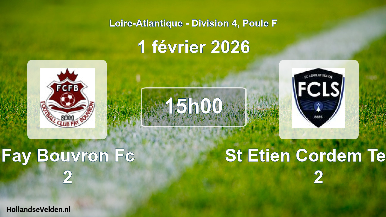 Geplande wedstrijd: Fay Bouvron Fc 2 - St Etien Cordem Temp 2 (1 février 2026)
