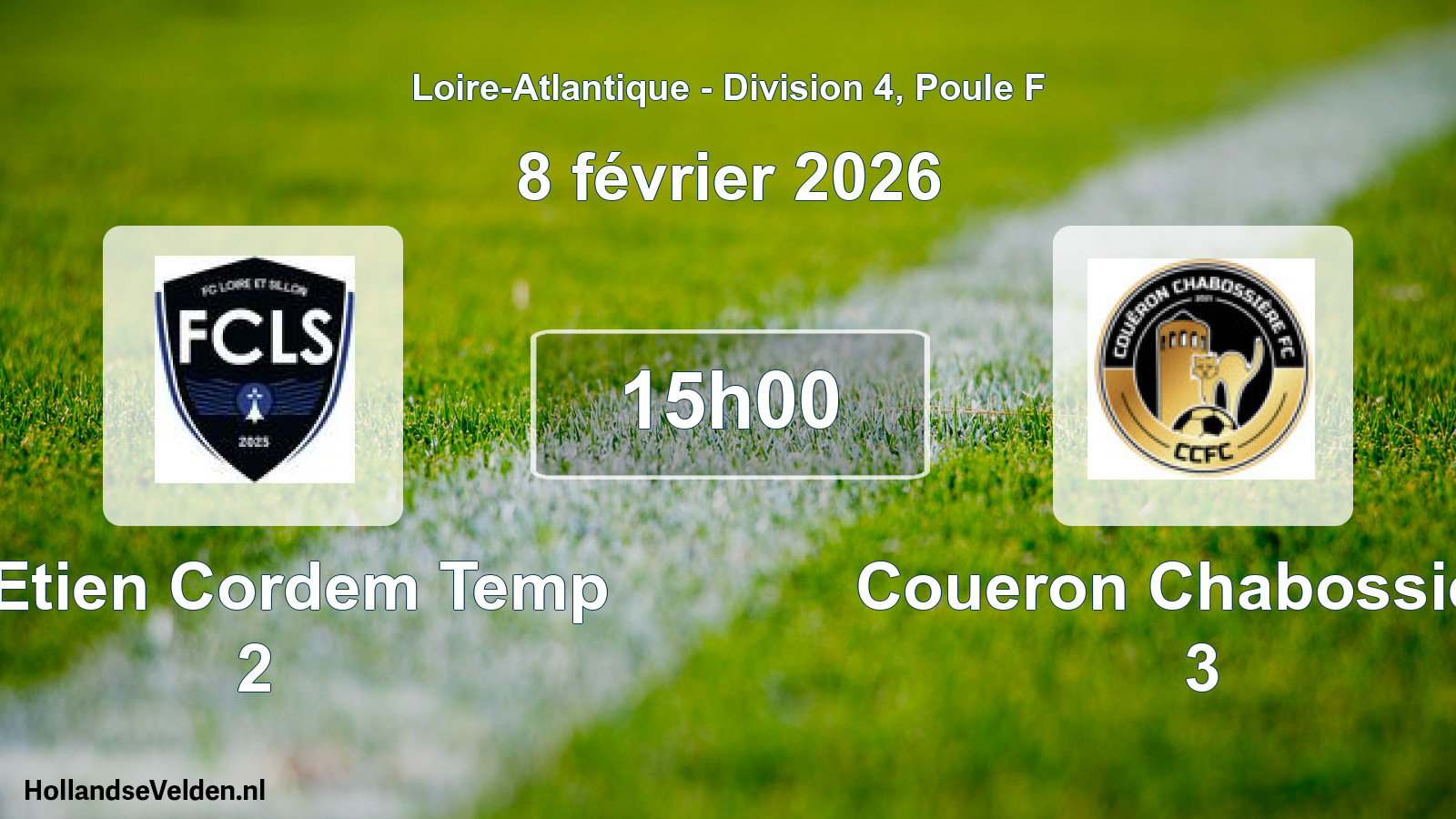 Geplande wedstrijd: St Etien Cordem Temp 2 - Coueron Chabossiere 3 (8 février 2026)