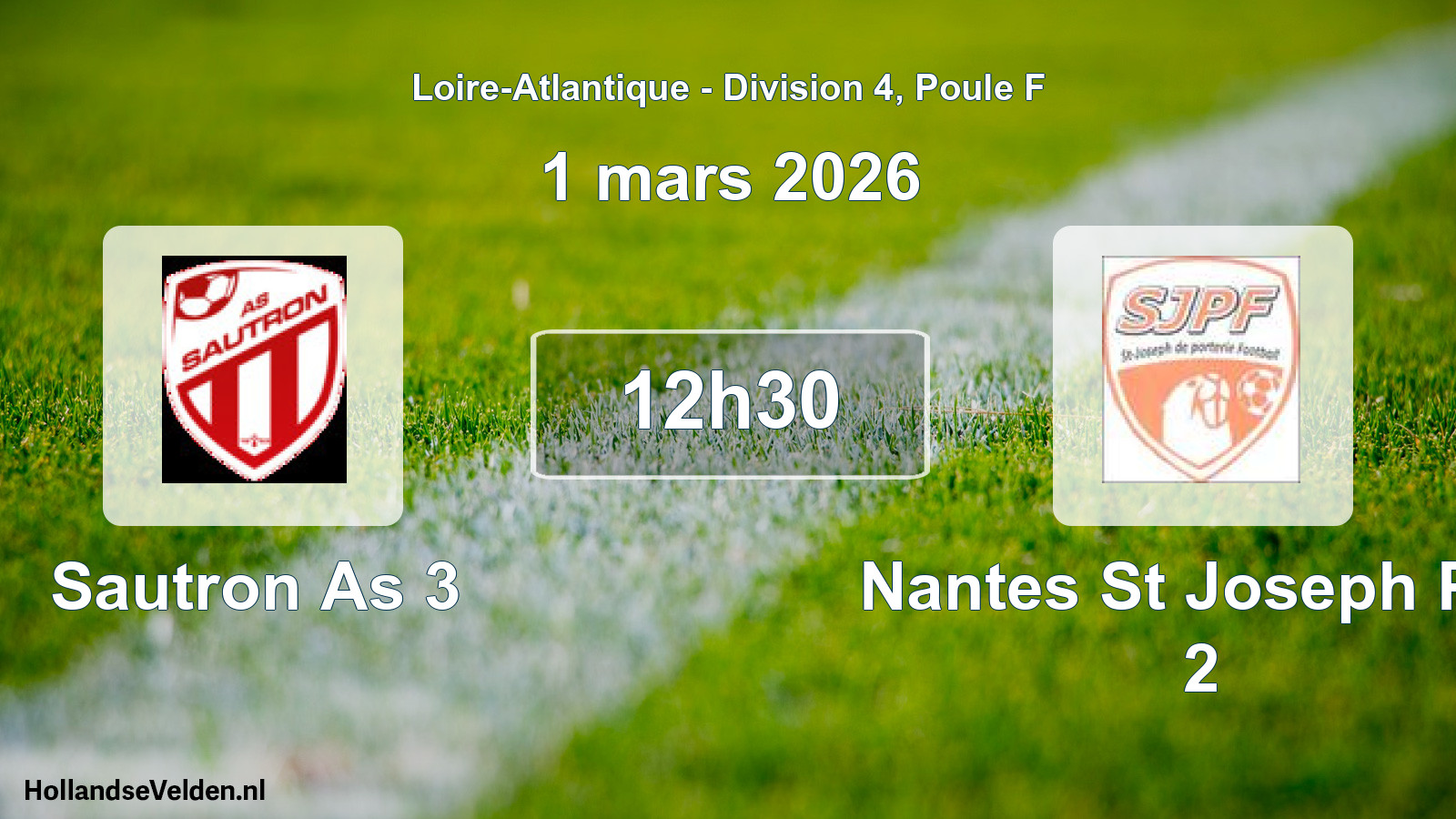 Geplande wedstrijd: Sautron As 3 - Nantes St Joseph Por 2 (1 maart 2026)