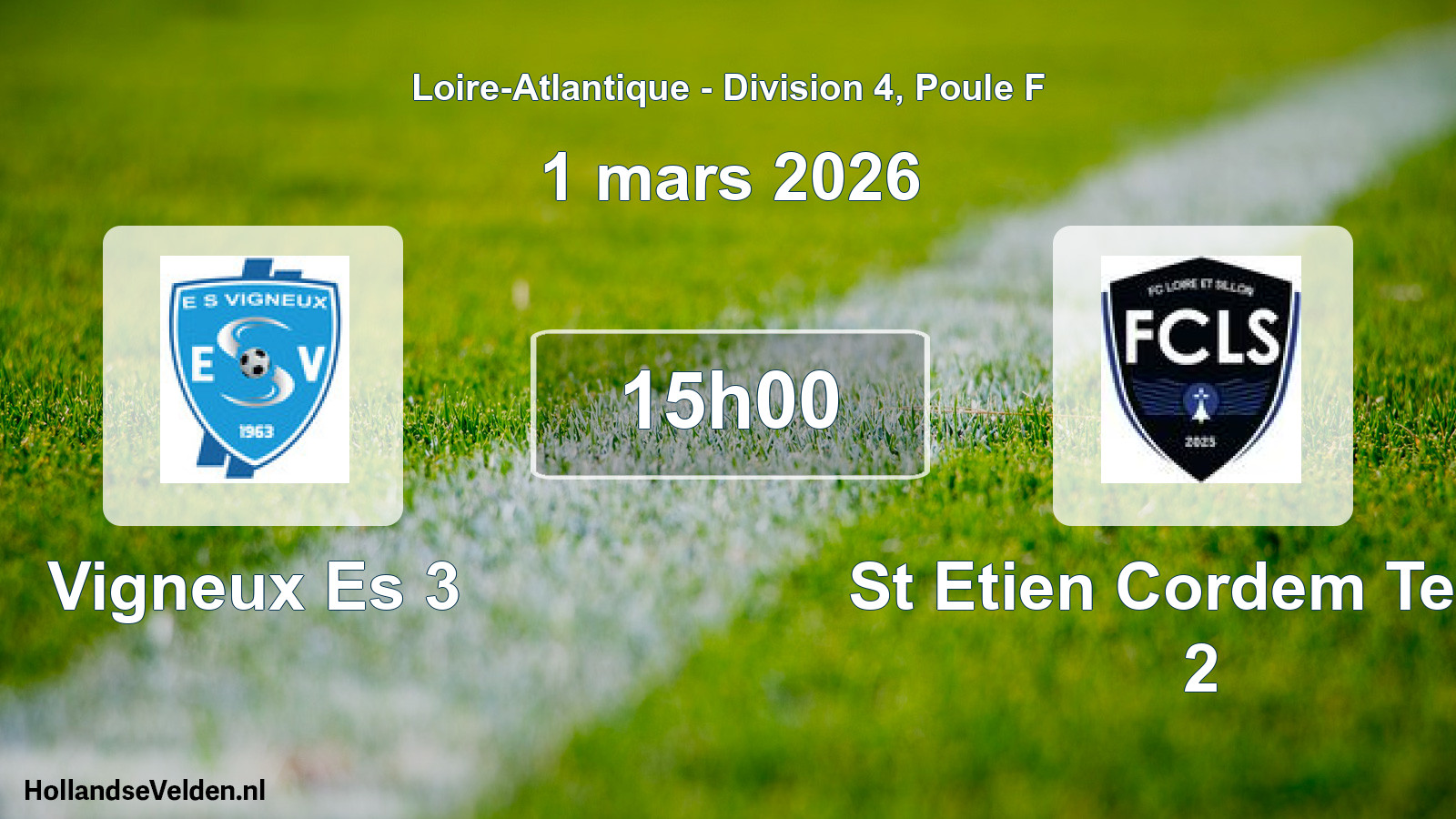 Scheduled Match: Vigneux Es 3 - St Etien Cordem Temp 2 (1 March 2026)