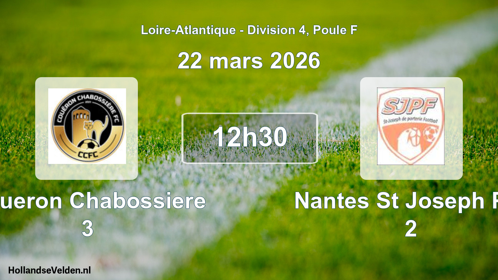Scheduled Match: Coueron Chabossiere 3 - Nantes St Joseph Por 2 (22 March 2026)