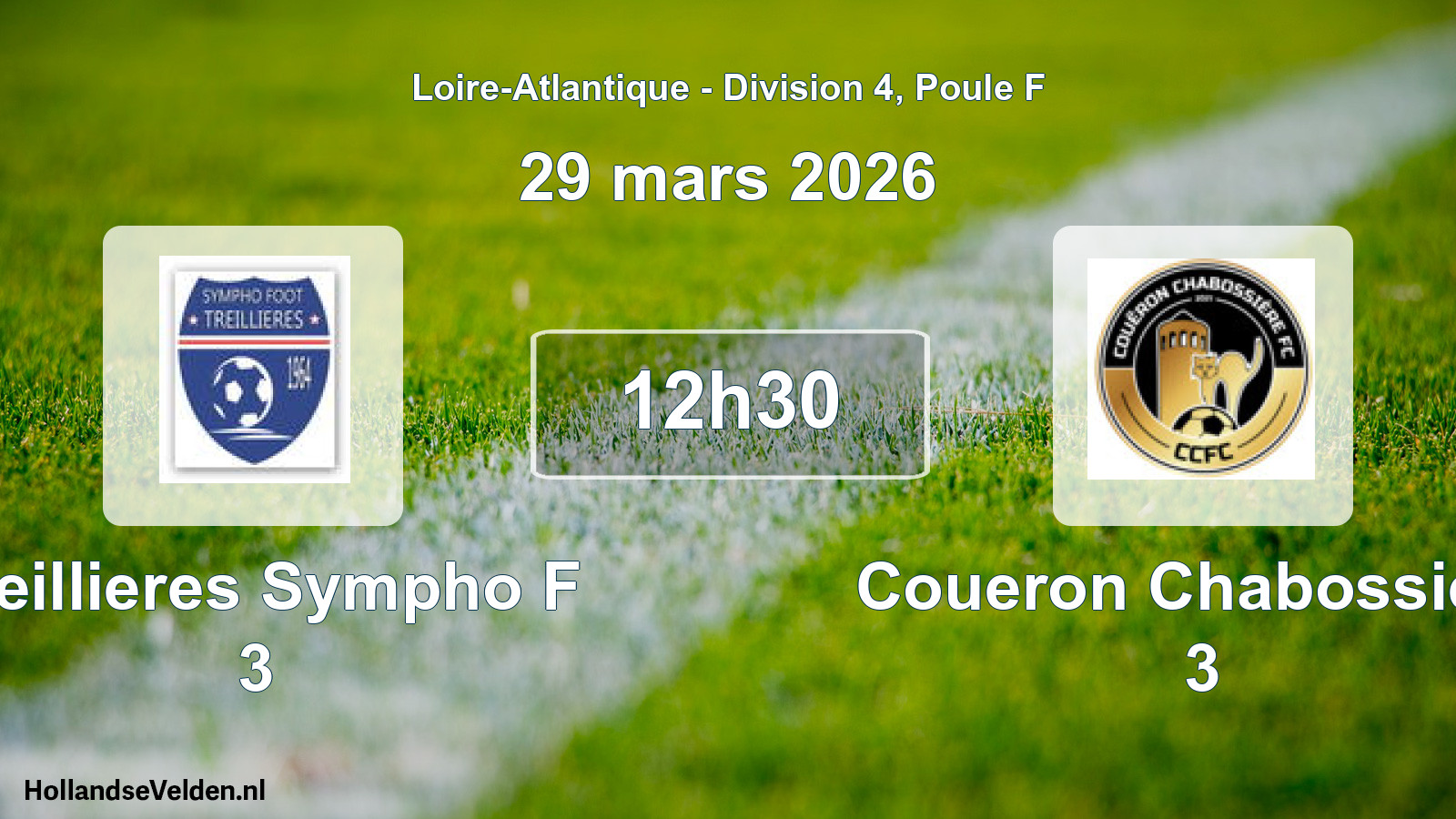 Geplande wedstrijd: Treillieres Sympho F 3 - Coueron Chabossiere 3 (29 mars 2026)